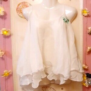 S. Deer (M) Ribbed Iridescent Ruffle Camisole Tank